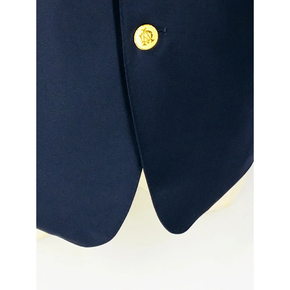 44S Alfred Dunhill Italy Mens Canvassed 3 Bttn Wool Blazer Sport Coat Dark Navy